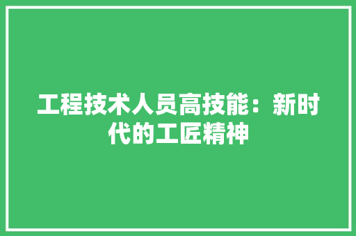 工程技术人员高技能：新时代的工匠精神 现代风格装饰
