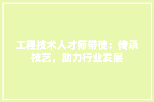 工程技术人才师带徒：传承技艺，助力行业发展 现代风格装饰