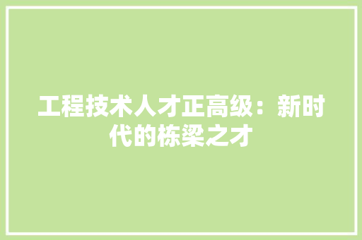 工程技术人才正高级：新时代的栋梁之才 现代风格装饰