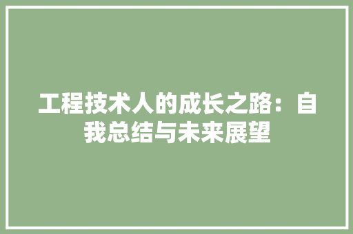 工程技术人的成长之路：自我总结与未来展望