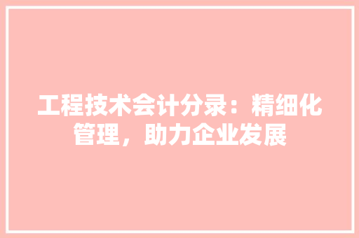工程技术会计分录：精细化管理，助力企业发展 现代风格装饰