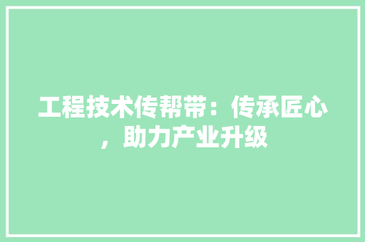 工程技术传帮带：传承匠心，助力产业升级 现代风格装饰
