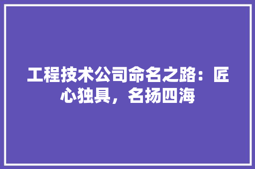 工程技术公司命名之路：匠心独具，名扬四海 现代风格装饰