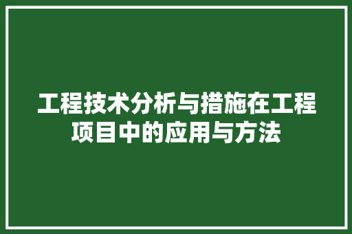 工程技术分析与措施在工程项目中的应用与方法 现代风格装饰