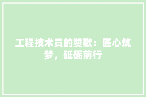 工程技术员的赞歌：匠心筑梦，砥砺前行 现代风格装饰