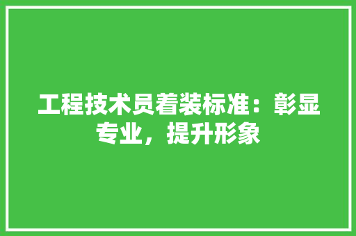 工程技术员着装标准：彰显专业，提升形象 现代风格装饰