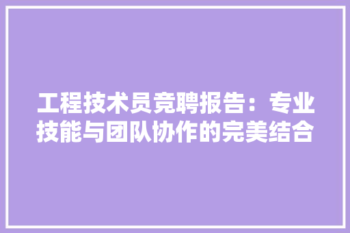 工程技术员竞聘报告：专业技能与团队协作的完美结合 现代风格装饰