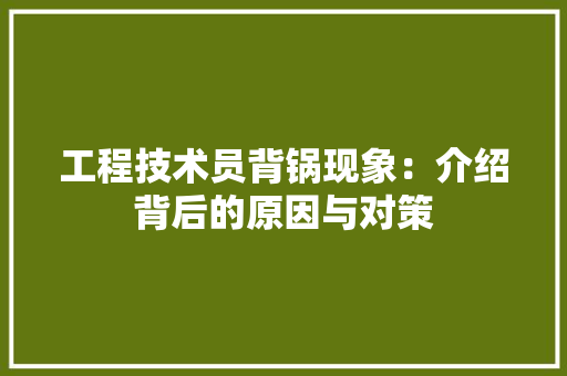 工程技术员背锅现象：介绍背后的原因与对策 现代风格装饰