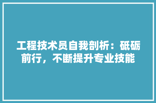 工程技术员自我剖析：砥砺前行，不断提升专业技能