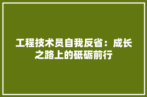 工程技术员自我反省：成长之路上的砥砺前行 现代风格装饰