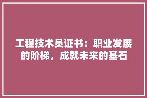 工程技术员证书：职业发展的阶梯，成就未来的基石 现代风格装饰
