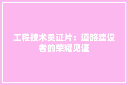 工程技术员证片：道路建设者的荣耀见证 现代风格装饰