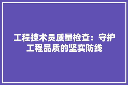 工程技术员质量检查：守护工程品质的坚实防线 现代风格装饰