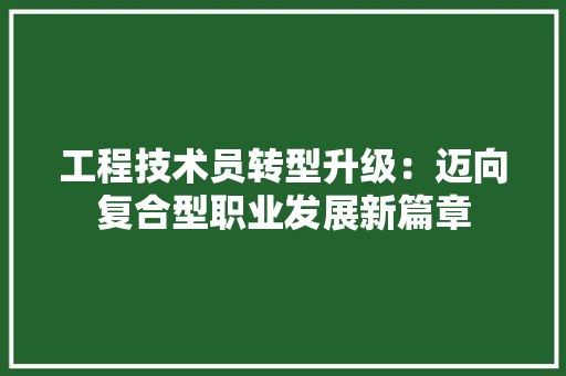 工程技术员转型升级：迈向复合型职业发展新篇章 现代风格装饰