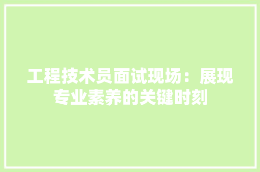 工程技术员面试现场：展现专业素养的关键时刻 现代风格装饰