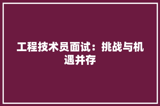 工程技术员面试：挑战与机遇并存 现代风格装饰