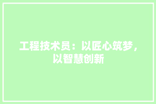 工程技术员：以匠心筑梦，以智慧创新 现代风格装饰