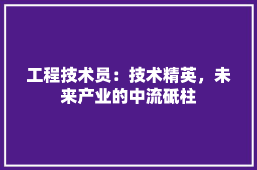 工程技术员：技术精英，未来产业的中流砥柱