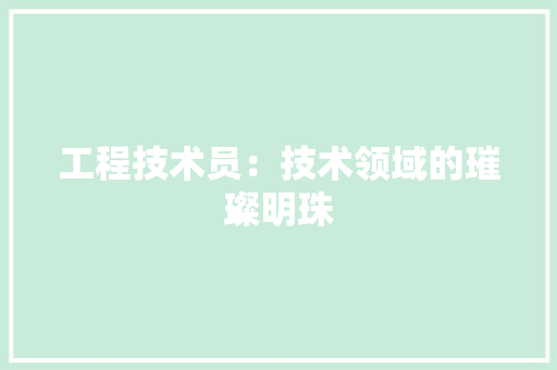 工程技术员：技术领域的璀璨明珠 现代风格装饰