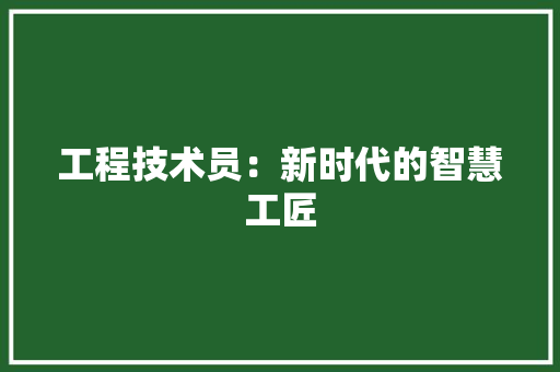 工程技术员：新时代的智慧工匠 现代风格装饰