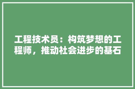 工程技术员：构筑梦想的工程师，推动社会进步的基石 现代风格装饰