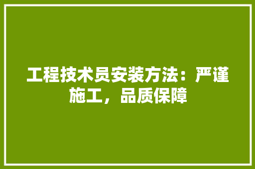 工程技术员安装方法：严谨施工，品质保障 现代风格装饰
