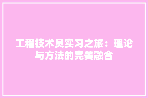 工程技术员实习之旅：理论与方法的完美融合 现代风格装饰