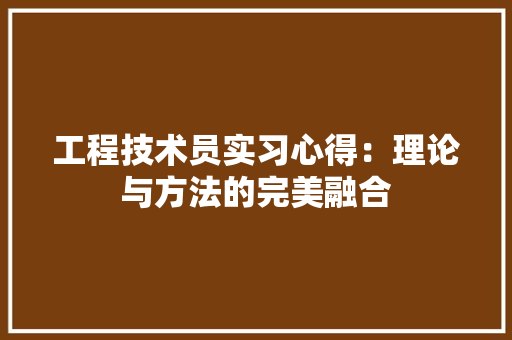 工程技术员实习心得：理论与方法的完美融合 现代风格装饰