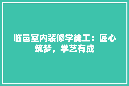 临邑室内装修学徒工：匠心筑梦，学艺有成 家居装修