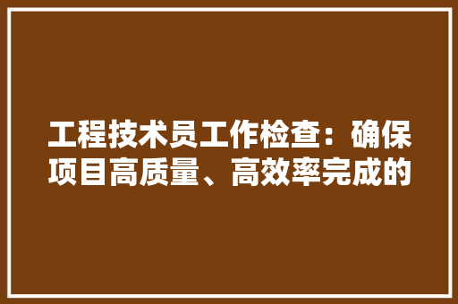 工程技术员工作检查：确保项目高质量、高效率完成的关键环节 现代风格装饰