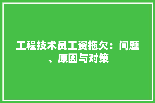 工程技术员工资拖欠：问题、原因与对策