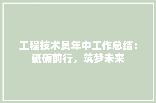 工程技术员年中工作总结：砥砺前行，筑梦未来 现代风格装饰