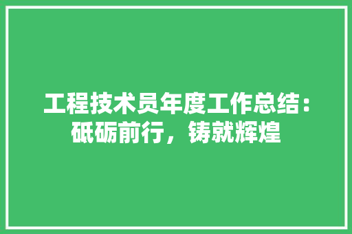 工程技术员年度工作总结：砥砺前行，铸就辉煌 现代风格装饰