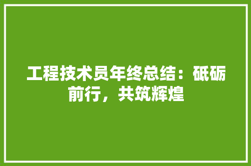 工程技术员年终总结：砥砺前行，共筑辉煌 现代风格装饰
