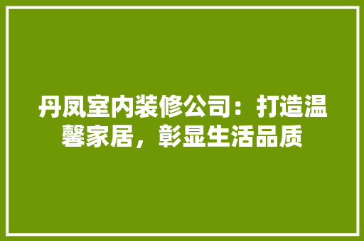 丹凤室内装修公司：打造温馨家居，彰显生活品质 家居装修