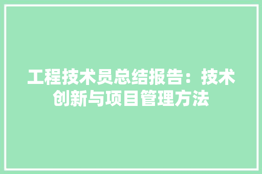工程技术员总结报告：技术创新与项目管理方法 现代风格装饰