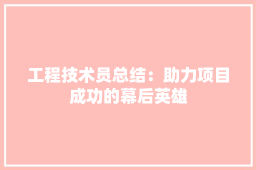 工程技术员总结：助力项目成功的幕后英雄 现代风格装饰