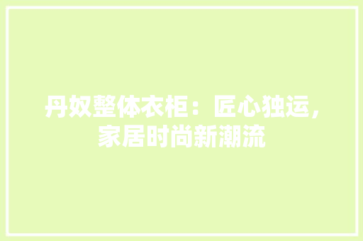 丹奴整体衣柜：匠心独运，家居时尚新潮流 家居装修