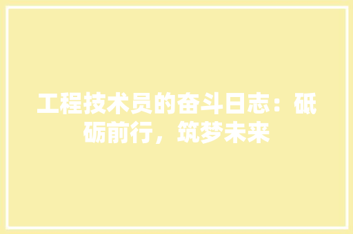 工程技术员的奋斗日志：砥砺前行，筑梦未来