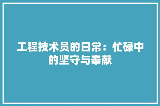 工程技术员的日常：忙碌中的坚守与奉献 现代风格装饰