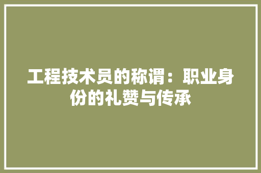 工程技术员的称谓：职业身份的礼赞与传承 现代风格装饰