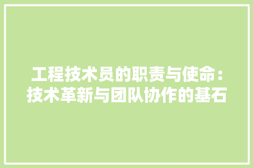 工程技术员的职责与使命：技术革新与团队协作的基石 现代风格装饰