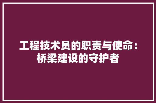 工程技术员的职责与使命：桥梁建设的守护者 现代风格装饰