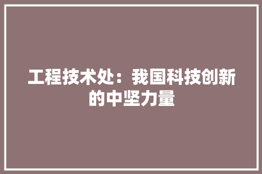 工程技术处：我国科技创新的中坚力量