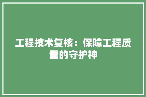 工程技术复核：保障工程质量的守护神 现代风格装饰