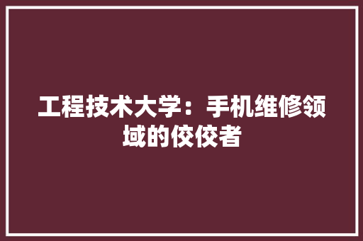 工程技术大学：手机维修领域的佼佼者