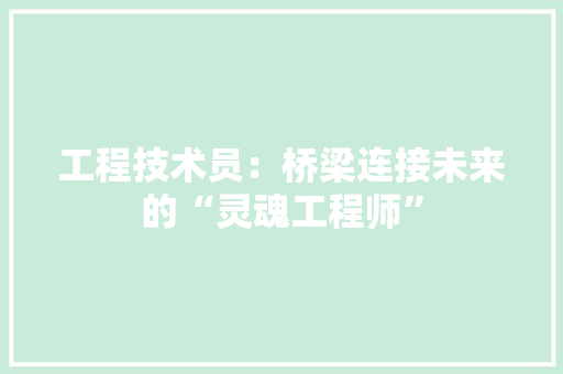工程技术员：桥梁连接未来的“灵魂工程师” 现代风格装饰