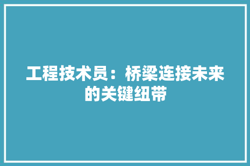 工程技术员：桥梁连接未来的关键纽带 现代风格装饰