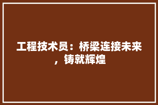 工程技术员：桥梁连接未来，铸就辉煌 现代风格装饰