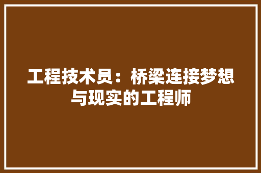 工程技术员：桥梁连接梦想与现实的工程师 现代风格装饰